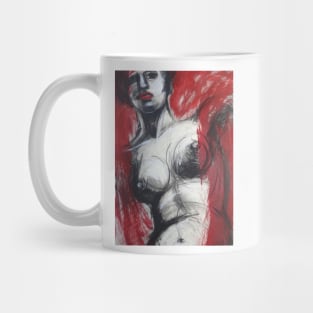 Nude Woman Torso On Red Mug